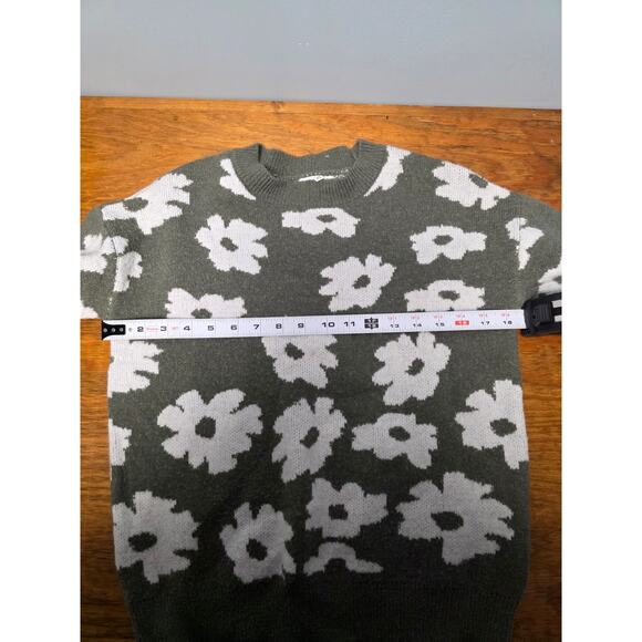 Maurice's Sweater XS Green White Flowers Grandma Core Cozy Cottage Soft Fall - Picture 5 of 8